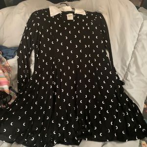 Black dress with crescent moon print